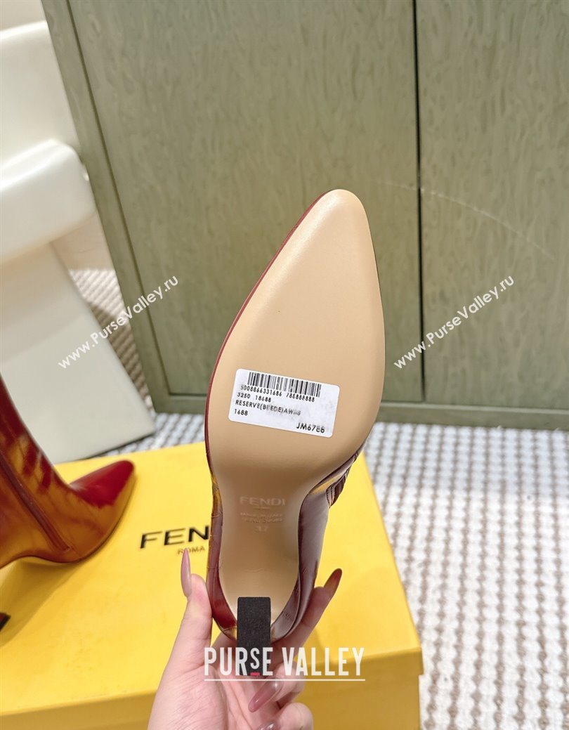 Fendi Arco Heel Ankle Boots 9.5cm in Hagfish Embossed Leather Red 2025 (MD-251030035)