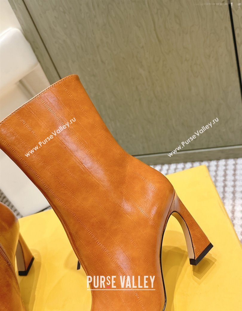 Fendi Arco Heel Ankle Boots 9.5cm in Hagfish Embossed Leather Beige 2025 (MD-251030037)