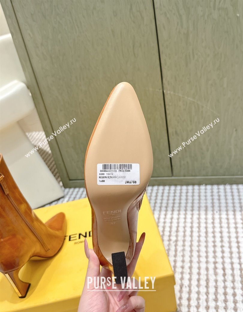 Fendi Arco Heel Ankle Boots 9.5cm in Hagfish Embossed Leather Beige 2025 (MD-251030037)