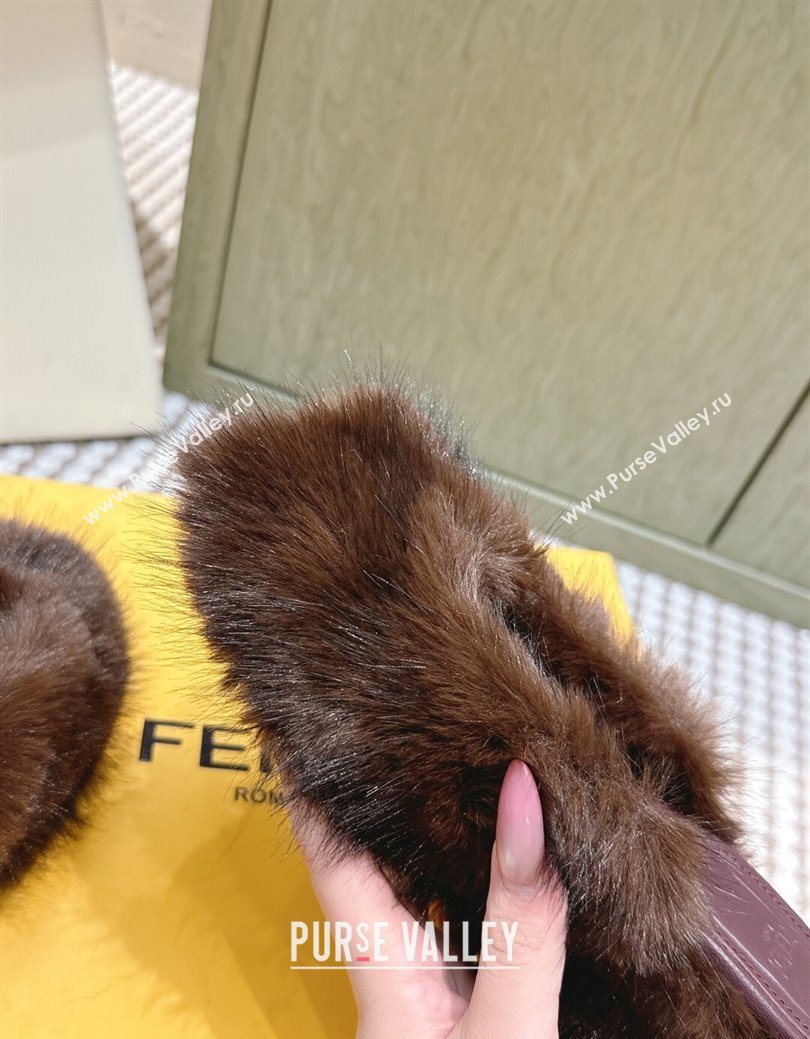 Fendi Arco Wedge Mules 7.5cm in Rabbit Fur Brown 2025 (MD-251030001)