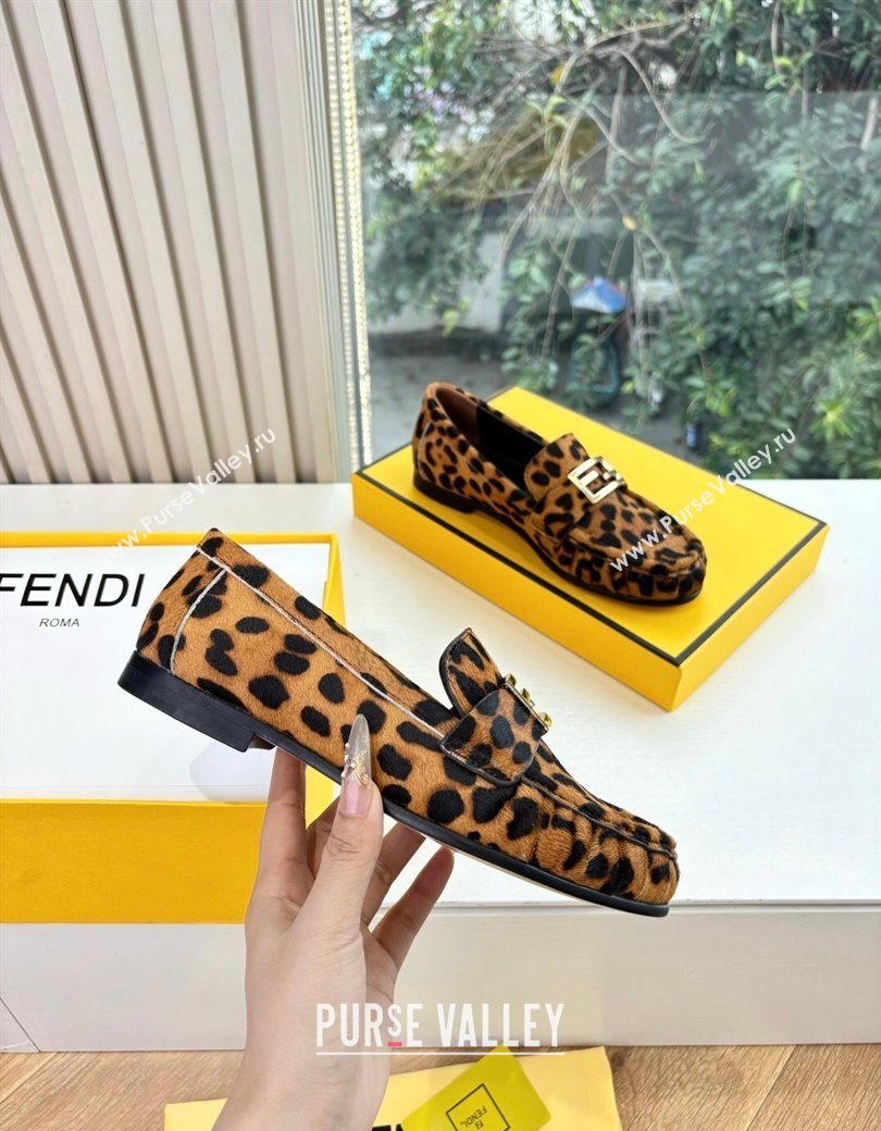 Fendi Baguette Flat Loafers in Leopard Print 2025 FE121603 (MD-251216088)