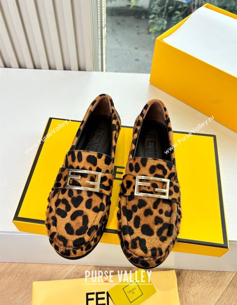 Fendi Baguette Flat Loafers in Leopard Print 2025 FE121603 (MD-251216088)