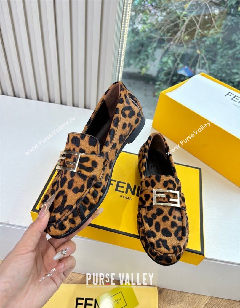 Fendi Baguette Flat Loafers in Leopard Print 2025 FE121603 (MD-251216088)