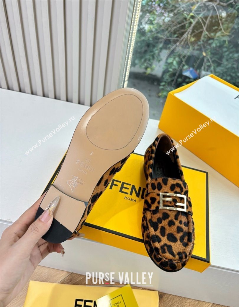 Fendi Baguette Flat Loafers in Leopard Print 2025 FE121603 (MD-251216088)