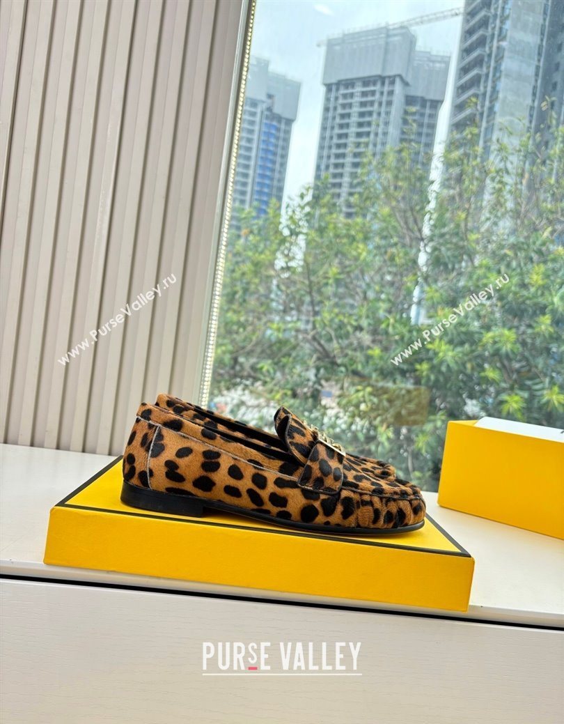 Fendi Baguette Flat Loafers in Leopard Print 2025 FE121603 (MD-251216088)