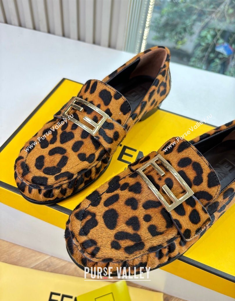 Fendi Baguette Flat Loafers in Leopard Print 2025 FE121603 (MD-251216088)