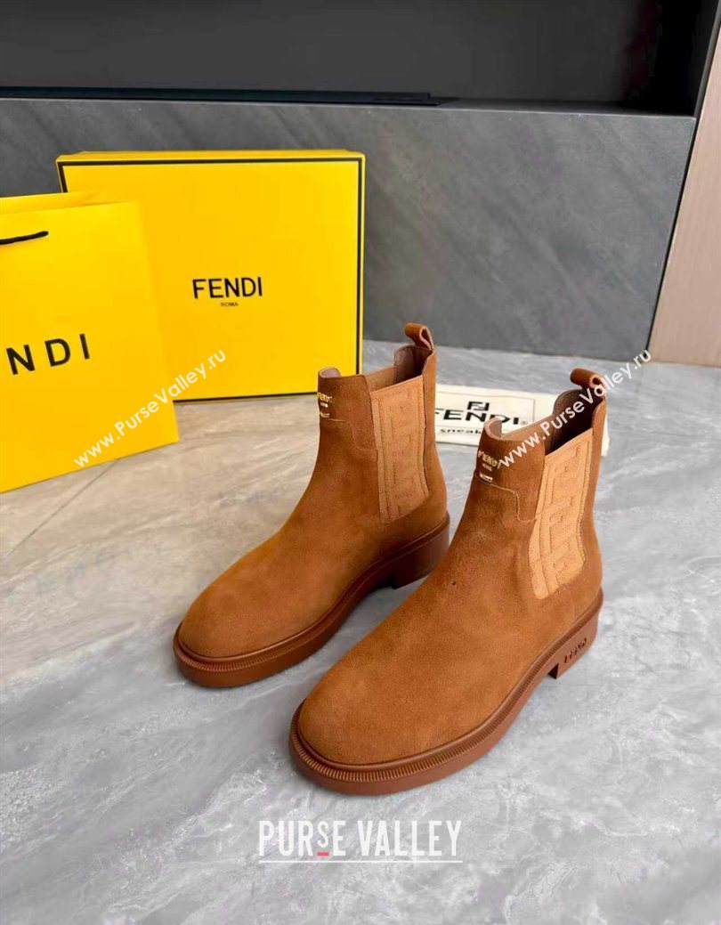 Fendi Filo Biker Ankle Boots 3.5cm in Suede Light Brown 2025 FE121602 (MD-251216074)