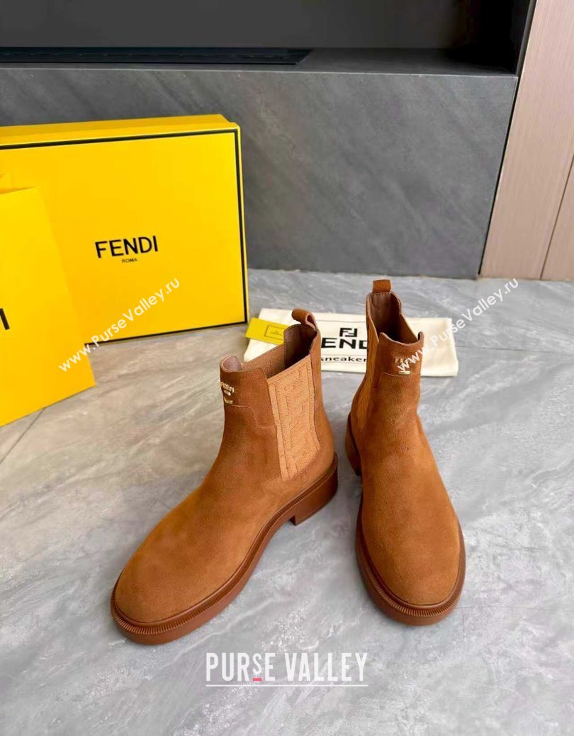 Fendi Filo Biker Ankle Boots 3.5cm in Suede Light Brown 2025 FE121602 (MD-251216074)