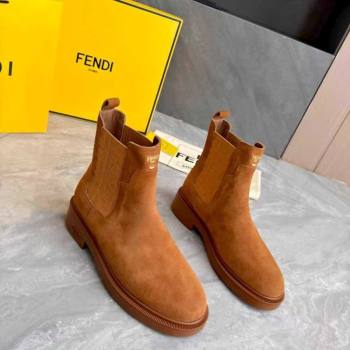 Fendi Filo Biker Ankle Boots 3.5cm in Suede Light Brown 2025 FE121602 (MD-251216074)