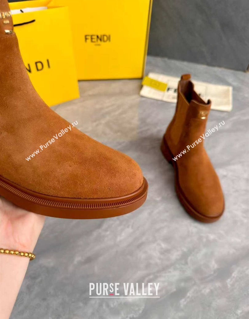 Fendi Filo Biker Ankle Boots 3.5cm in Suede Light Brown 2025 FE121602 (MD-251216074)
