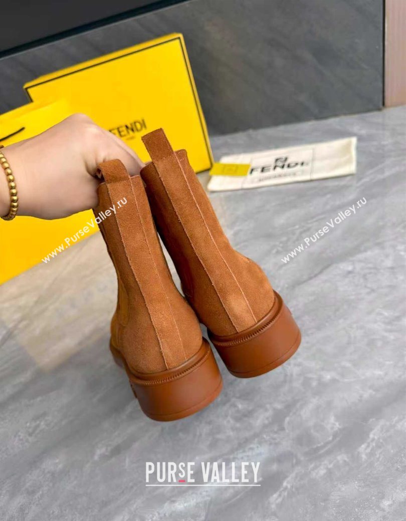 Fendi Filo Biker Ankle Boots 3.5cm in Suede Light Brown 2025 FE121602 (MD-251216074)