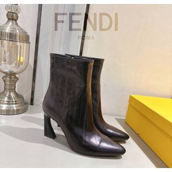 Fendi Arco Heel Ankle Boots 8cm in Hagfish Embossed Leather Dark Brown 2025 (MD-251216077)