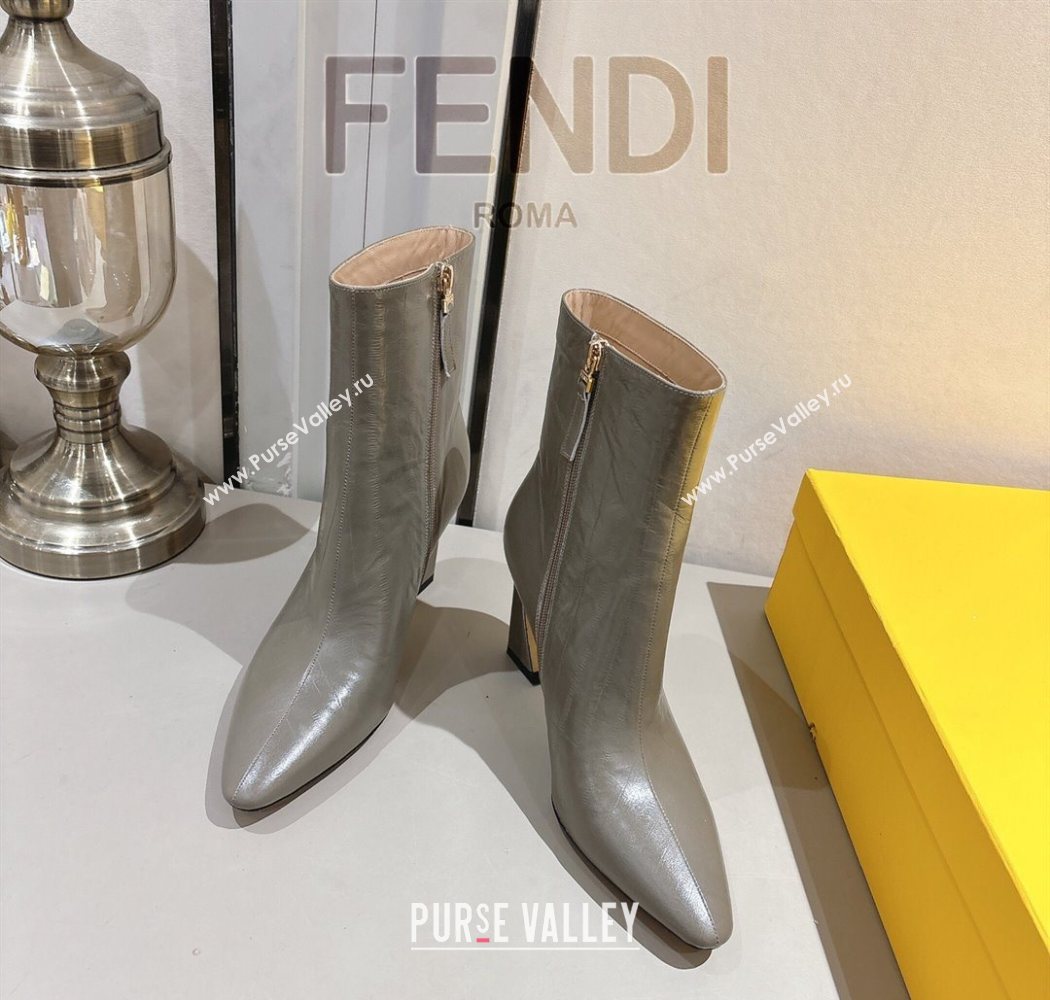 Fendi Arco Heel Ankle Boots 8cm in Hagfish Embossed Leather Grey 2025 (MD-251216078)