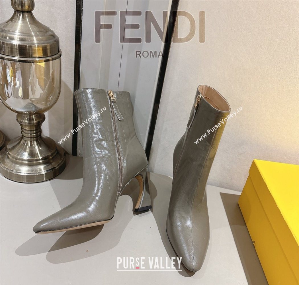 Fendi Arco Heel Ankle Boots 8cm in Hagfish Embossed Leather Grey 2025 (MD-251216078)