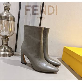 Fendi Arco Heel Ankle Boots 8cm in Hagfish Embossed Leather Grey 2025 (MD-251216078)