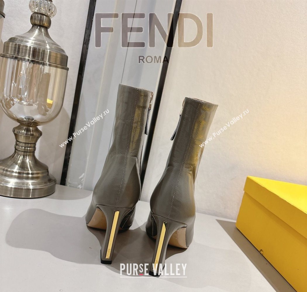 Fendi Arco Heel Ankle Boots 8cm in Hagfish Embossed Leather Grey 2025 (MD-251216078)