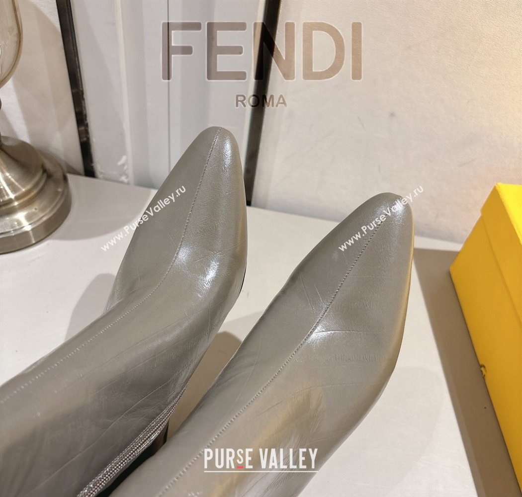 Fendi Arco Heel Ankle Boots 8cm in Hagfish Embossed Leather Grey 2025 (MD-251216078)