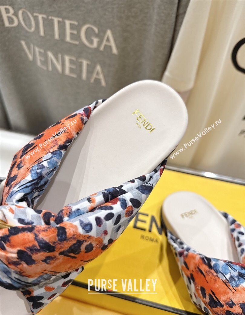 Fendi Feel Flat Slides Sandal in Printed FF Fabric with D-ring Buckle Multicolored 2025 (MD-251216064)