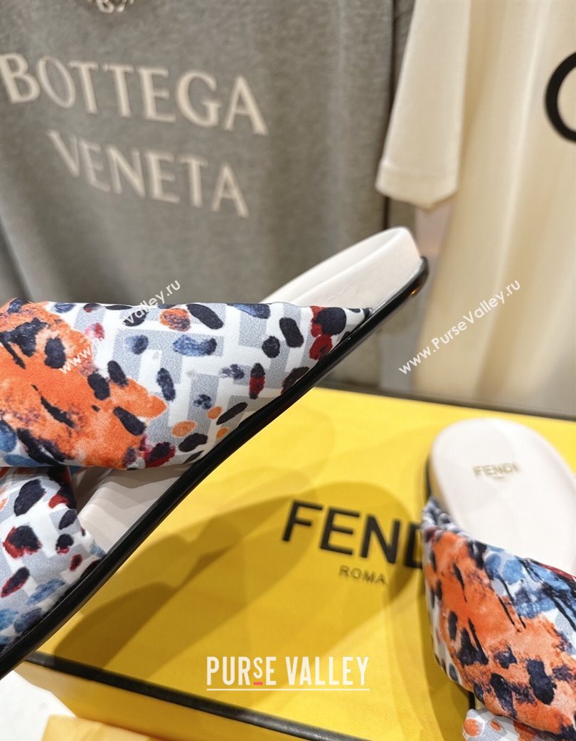 Fendi Feel Flat Slides Sandal in Printed FF Fabric with D-ring Buckle Multicolored 2025 (MD-251216064)
