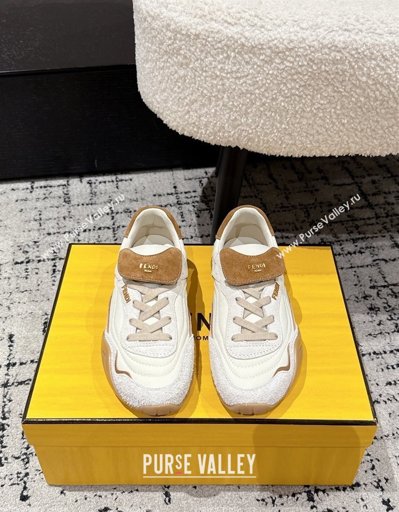 Fendi Wave Pulse Low-tops Sneakers in Fabric and Suede White 2025 (MD-251216066)