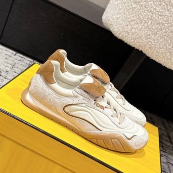 Fendi Wave Pulse Low-tops Sneakers in Fabric and Suede White 2025 (MD-251216066)