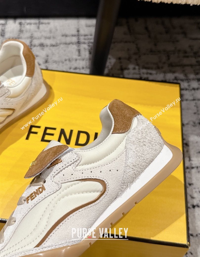 Fendi Wave Pulse Low-tops Sneakers in Fabric and Suede White 2025 (MD-251216066)