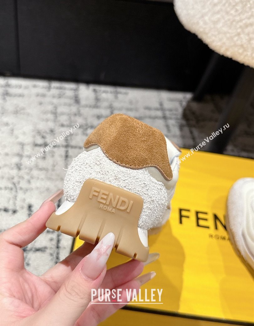 Fendi Wave Pulse Low-tops Sneakers in Fabric and Suede White 2025 (MD-251216066)