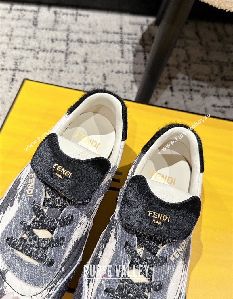 Fendi Wave Pulse Low-tops Sneakers in Fabric and Suede Black/Blue 2025 (MD-251216069)