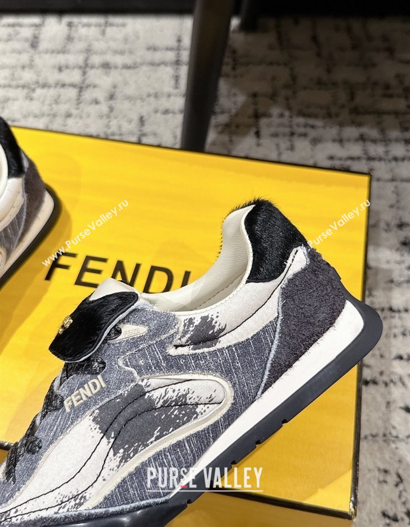 Fendi Wave Pulse Low-tops Sneakers in Fabric and Suede Black/Blue 2025 (MD-251216069)