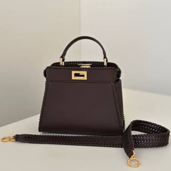 Fendi Peekaboo Mini Bag with Thread in Leather Dark Brown 2026 8697 (CL-260123074)