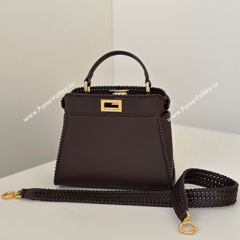 Fendi Peekaboo Mini Bag with Thread in Leather Dark Brown 2026 8697 (CL-260123074)