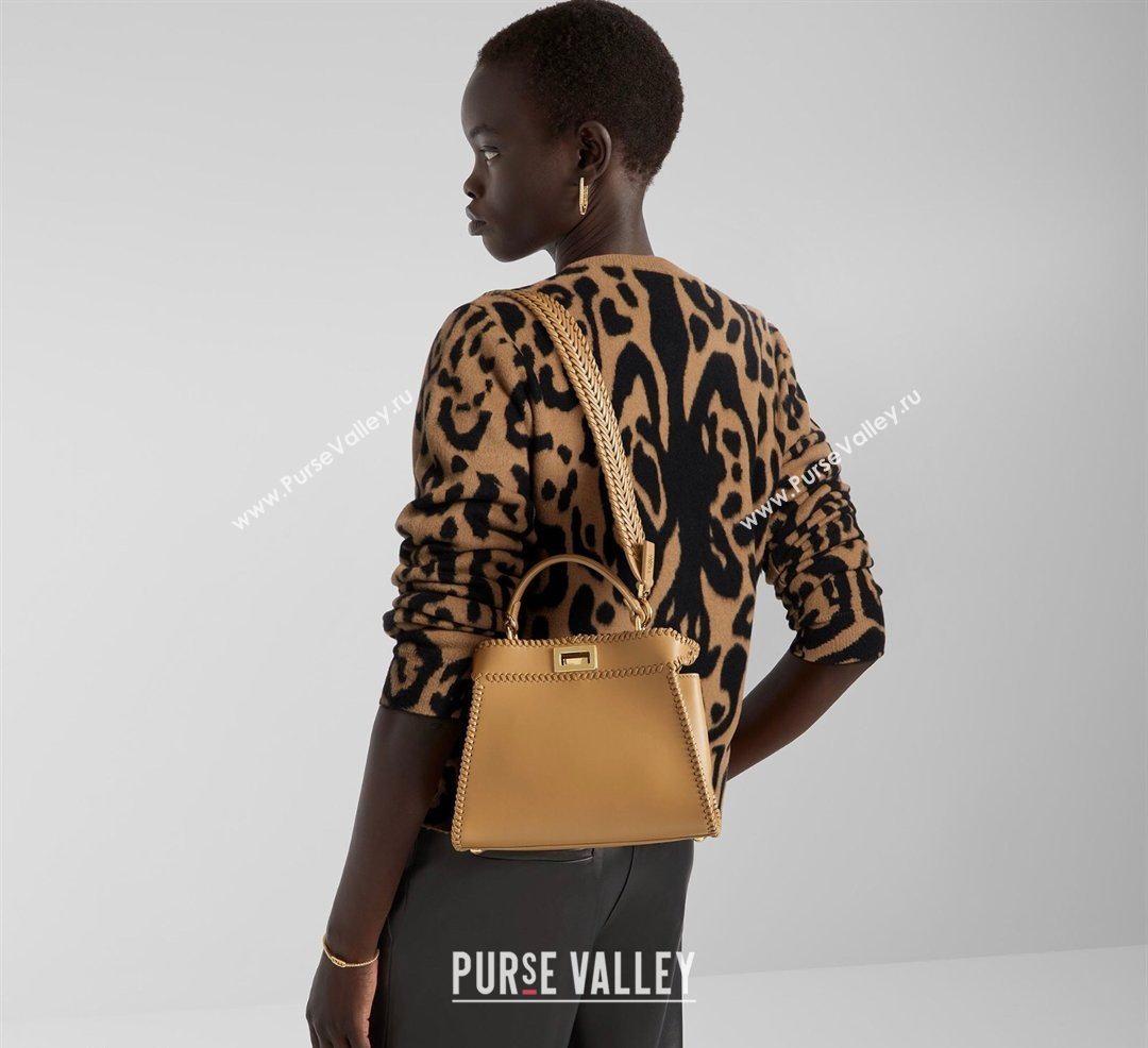 Fendi Peekaboo Mini Bag with Thread in Leather Beige 2026 8697 (CL-260123073)