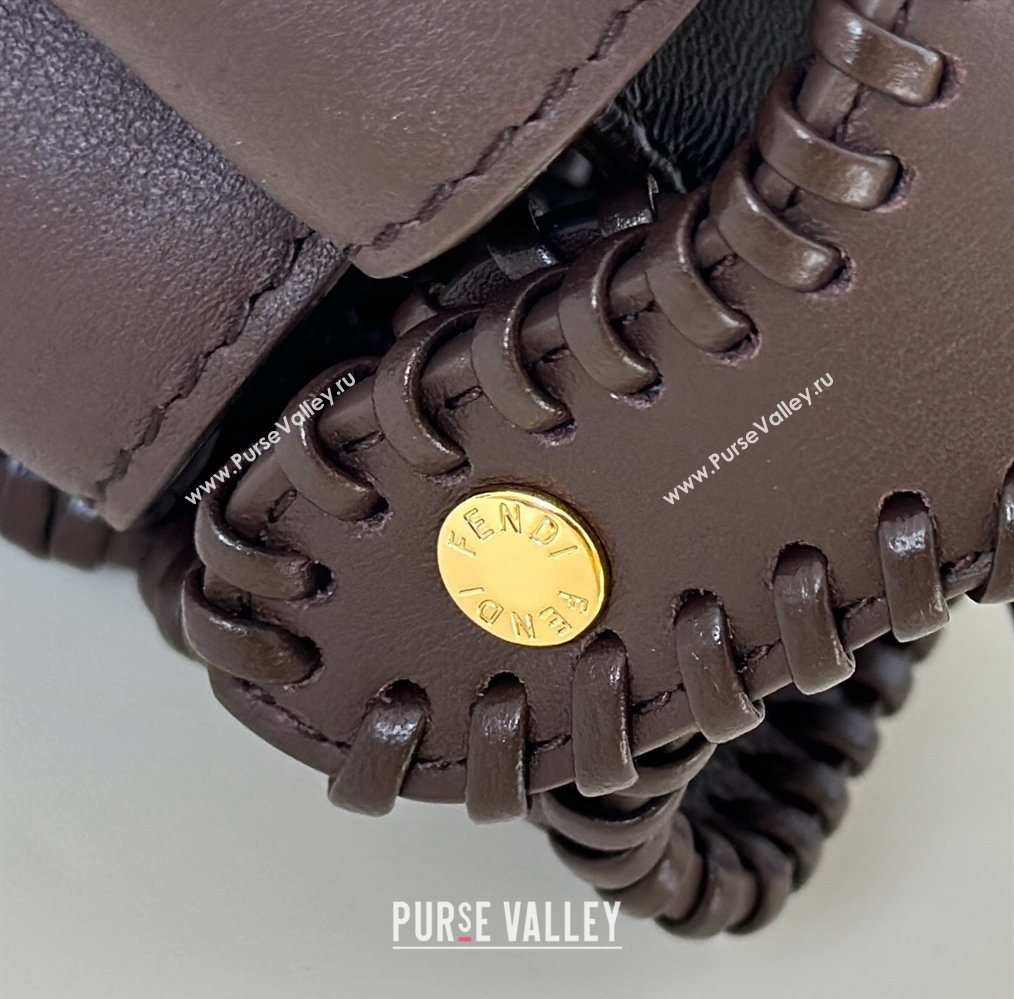 Fendi Peekaboo Mini Bag with Thread in Leather Dark Brown 2026 8697 (CL-260123074)