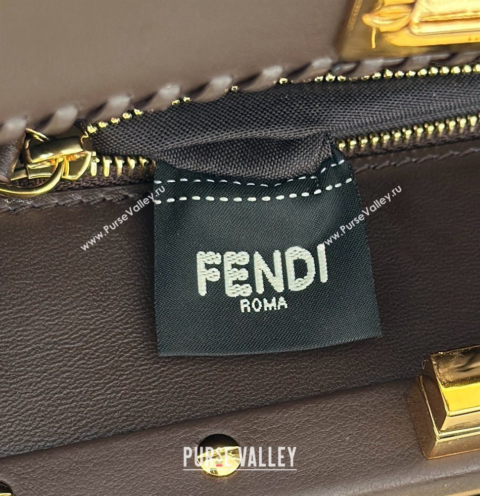 Fendi Peekaboo Mini Bag with Thread in Leather Dark Brown 2026 8697 (CL-260123074)