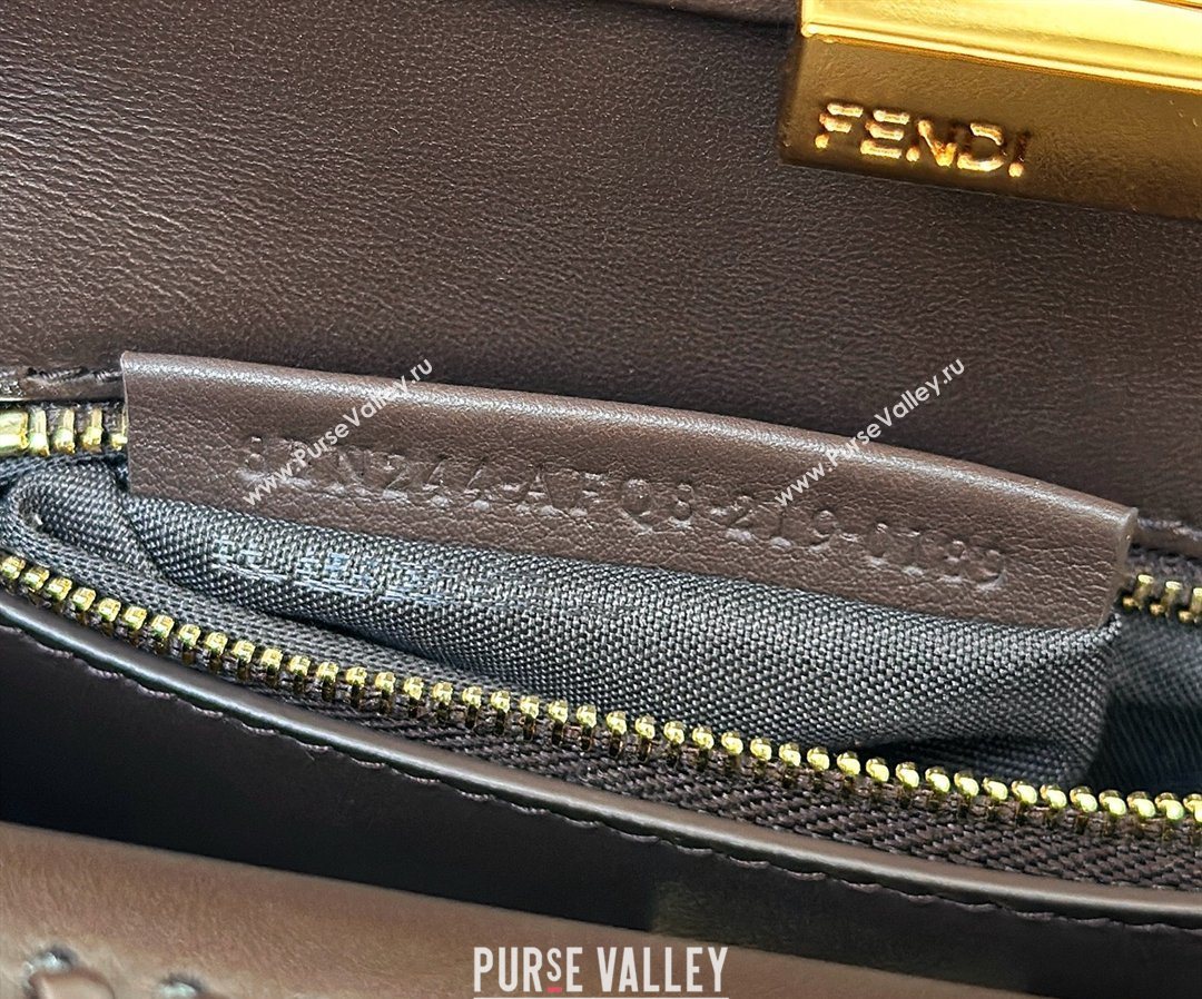 Fendi Peekaboo Mini Bag with Thread in Leather Dark Brown 2026 8697 (CL-260123074)