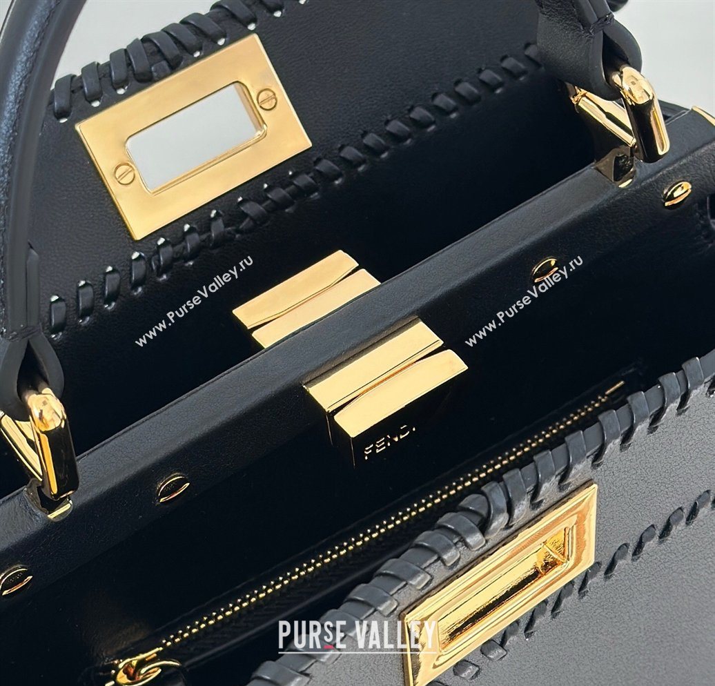Fendi Peekaboo Mini Bag with Thread in Leather Black 2026 8697 (CL-260123075)