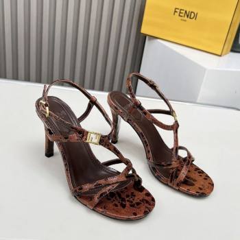 Fendi FFold Heel Sandals 8.5cm in Printed Leather Brown 2026 FE030203 (MD-260302015)