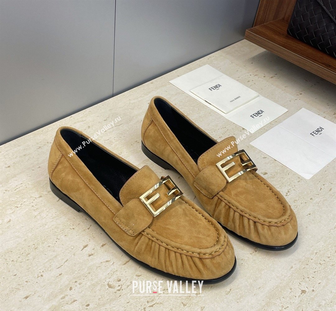 Fendi Baguette Flat Loafers in Suede Yellow 2026 FE121603 (JC-260302025)