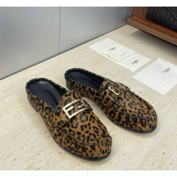 Fendi Baguette Flat Loafer Mules in Leopard Print 2026 FE121603 (JC-260302032)