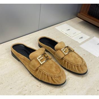 Fendi Baguette Flat Loafer Mules in Suede Yellow 2026 FE121603 (JC-260302033)