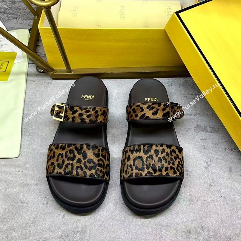 Fendi Feel Flat Slides Sandal in Leopard Print 2026 FE030201 (MD-260302001)