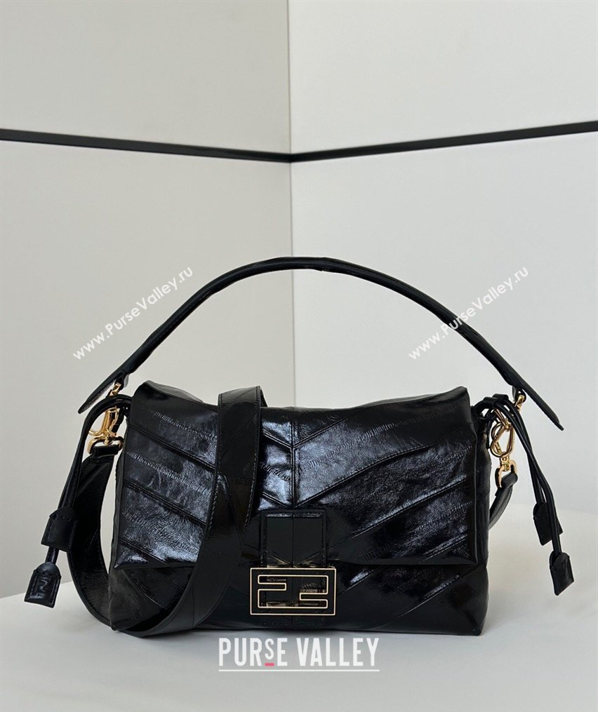 Fendi Mamma Baguette Large Bag in Chevron Leather Black 2026 8677L (CL-260409102)