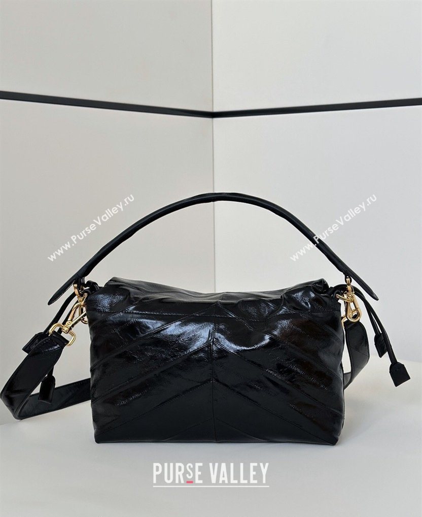 Fendi Mamma Baguette Medium Bag in Chevron Leather Black 2026 8677M (CL-260409103)