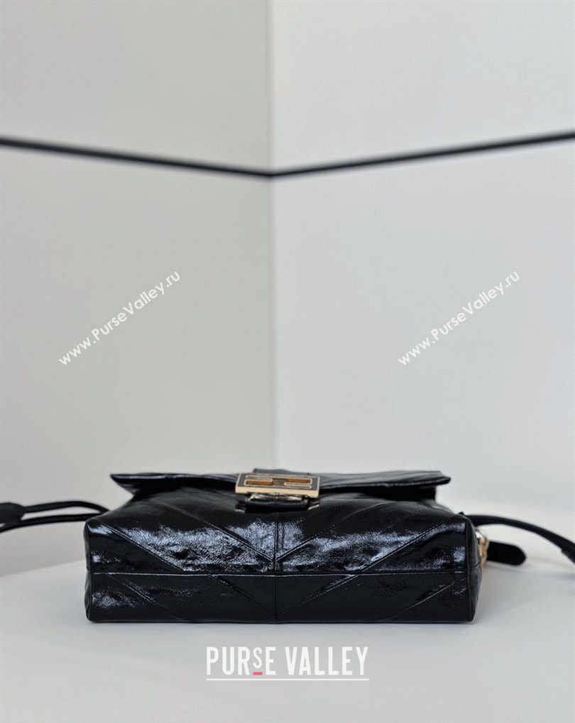 Fendi Mamma Baguette Large Bag in Chevron Leather Black 2026 8677L (CL-260409102)