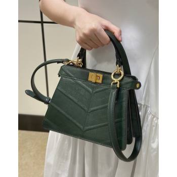Fendi Peekaboo ISeeU Petite Bag in Shiny Chevron Eel Embossed Leather Green 2026 8701 (CL-260409105)