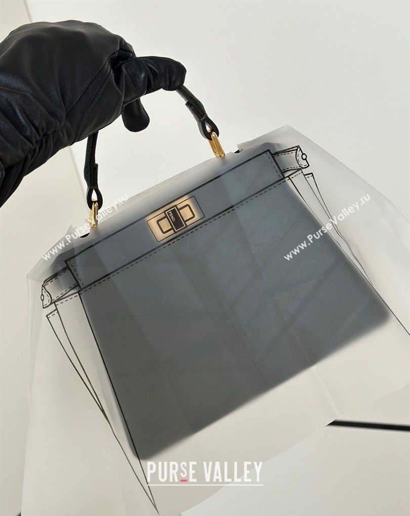 Fendi Peekaboo ISeeU Petite Bag in Shiny Chevron Eel Embossed Leather Green 2026 8701 (CL-260409105)