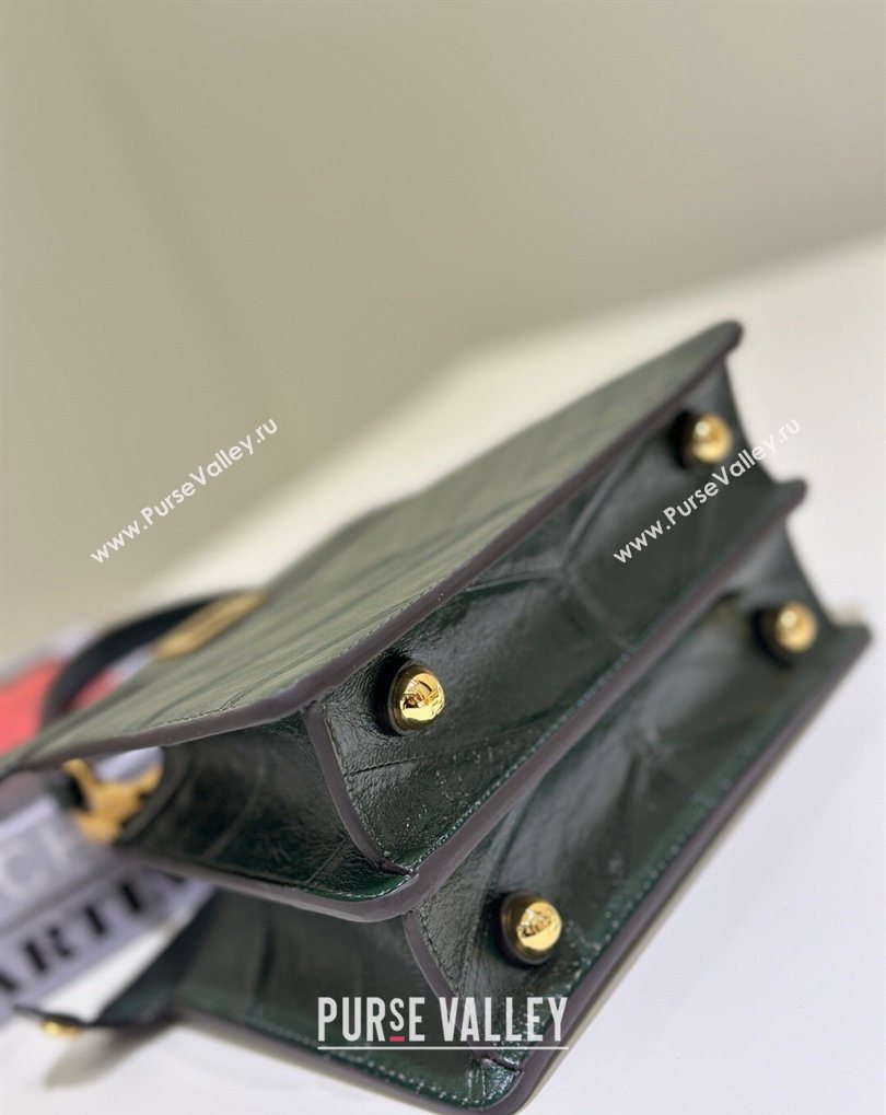 Fendi Peekaboo ISeeU Petite Bag in Shiny Chevron Eel Embossed Leather Green 2026 8701 (CL-260409105)