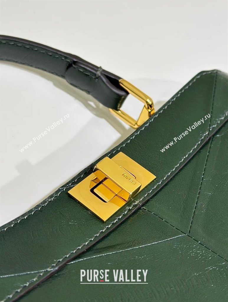 Fendi Peekaboo ISeeU Petite Bag in Shiny Chevron Eel Embossed Leather Green 2026 8701 (CL-260409105)