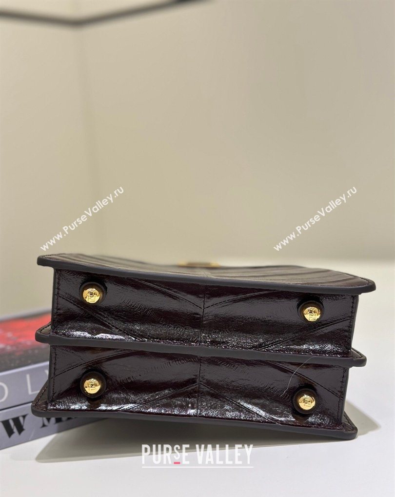 Fendi Peekaboo ISeeU Petite Bag in Shiny Chevron Eel Embossed Leather Brown 2026 8701 (CL-260409106)