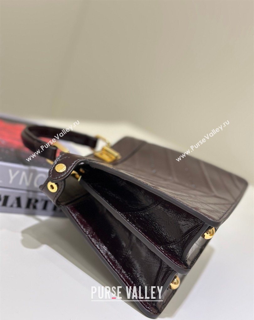 Fendi Peekaboo ISeeU Petite Bag in Shiny Chevron Eel Embossed Leather Brown 2026 8701 (CL-260409106)